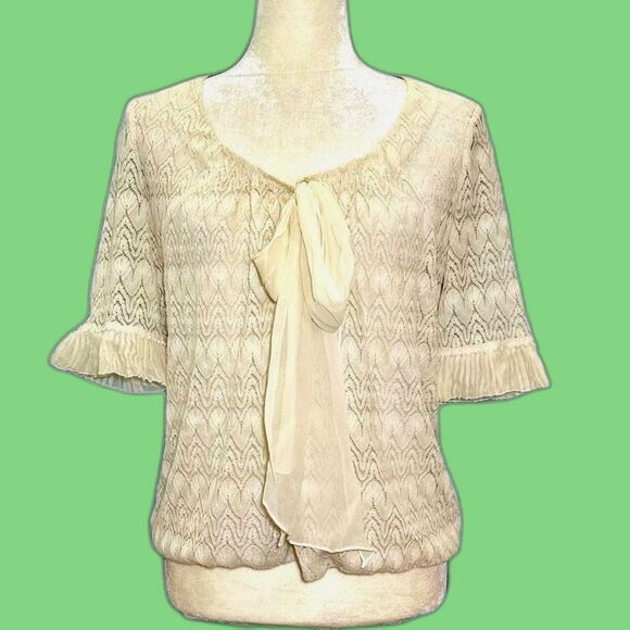 3.1 Phillip Lim Tops - #S1   3.1 Phillip Lim Crochet Lace Top with Silk Bow Sz 4
